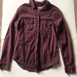Maroon button up long sleeve shirt